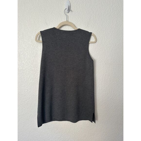 Eileen Fisher The Icons Sleeveless Tunic Long Tank Wool Ash Womens Small Petite - Picture 9 of 11